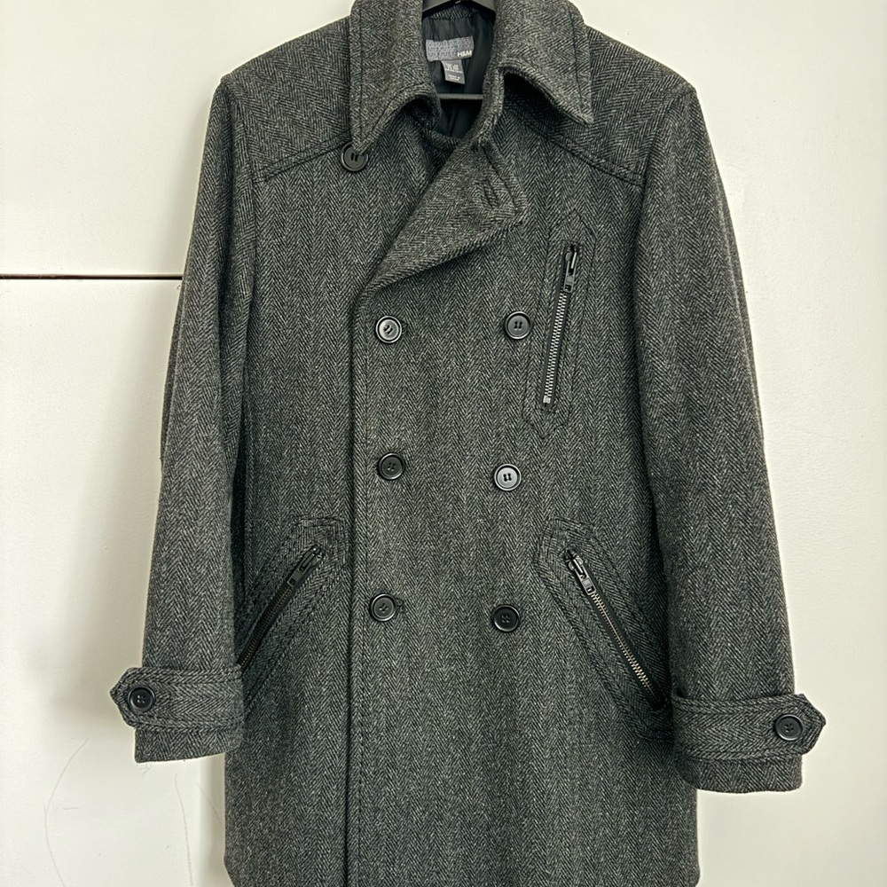Men's Gray Double-Breasted Coat
